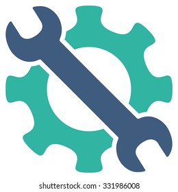 Service Tools vector icon. Style is bicolor flat symbol, cobalt and cyan colors, rounded angles, white background.