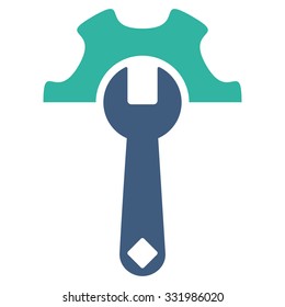 Service Tools vector icon. Style is bicolor flat symbol, cobalt and cyan colors, rounded angles, white background.