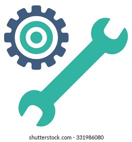 Service Tools vector icon. Style is bicolor flat symbol, cobalt and cyan colors, rounded angles, white background.
