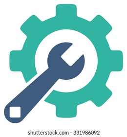 Service Tools vector icon. Style is bicolor flat symbol, cobalt and cyan colors, rounded angles, white background.