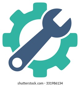 Service Tools vector icon. Style is bicolor flat symbol, cobalt and cyan colors, rounded angles, white background.