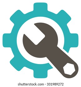Service Tools vector icon. Style is bicolor flat symbol, grey and cyan colors, rounded angles, white background.