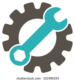 Service Tools vector icon. Style is bicolor flat symbol, grey and cyan colors, rounded angles, white background.