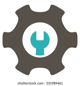 Service Tools vector icon. Style is bicolor flat symbol, grey and cyan colors, rounded angles, white background.