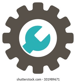 Service Tools vector icon. Style is bicolor flat symbol, grey and cyan colors, rounded angles, white background.