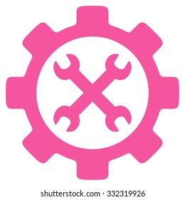 Service Tools vector icon. Style is flat symbol, pink color, rounded angles, white background.