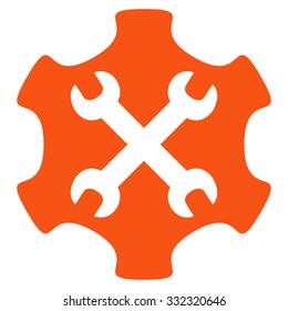 Service Tools vector icon. Style is flat symbol, orange color, rounded angles, white background.