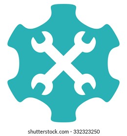 Service Tools vector icon. Style is flat symbol, cyan color, rounded angles, white background.