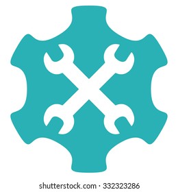 Service Tools vector icon. Style is flat symbol, cyan color, rounded angles, white background.