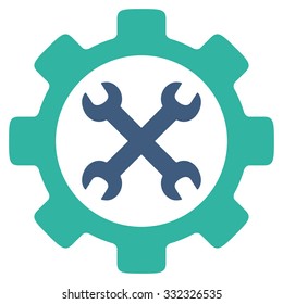 Service Tools vector icon. Style is bicolor flat symbol, cobalt and cyan colors, rounded angles, white background.