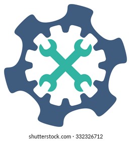 Service Tools vector icon. Style is bicolor flat symbol, cobalt and cyan colors, rounded angles, white background.