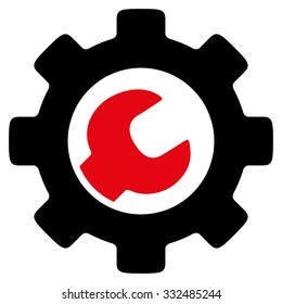 Service Tools vector icon. Style is bicolor flat symbol, intensive red and black colors, rounded angles, white background.