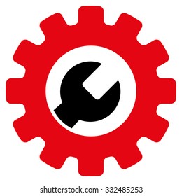 Service Tools vector icon. Style is bicolor flat symbol, intensive red and black colors, rounded angles, white background.