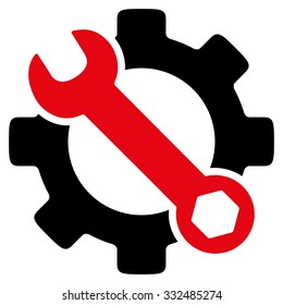 Service Tools vector icon. Style is bicolor flat symbol, intensive red and black colors, rounded angles, white background.
