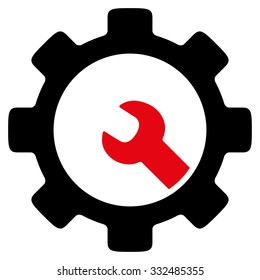 Service Tools vector icon. Style is bicolor flat symbol, intensive red and black colors, rounded angles, white background.