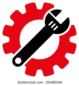 Service Tools vector icon. Style is bicolor flat symbol, intensive red and black colors, rounded angles, white background.