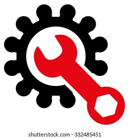 Service Tools vector icon. Style is bicolor flat symbol, intensive red and black colors, rounded angles, white background.
