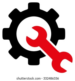 Service Tools vector icon. Style is bicolor flat symbol, intensive red and black colors, rounded angles, white background.