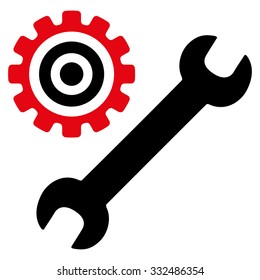 Service Tools vector icon. Style is bicolor flat symbol, intensive red and black colors, rounded angles, white background.