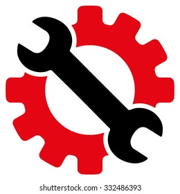 Service Tools vector icon. Style is bicolor flat symbol, intensive red and black colors, rounded angles, white background.