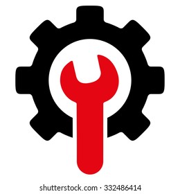 Service Tools vector icon. Style is bicolor flat symbol, intensive red and black colors, rounded angles, white background.