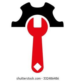 Service Tools vector icon. Style is bicolor flat symbol, intensive red and black colors, rounded angles, white background.
