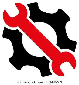 Service Tools vector icon. Style is bicolor flat symbol, intensive red and black colors, rounded angles, white background.