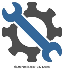 Service Tools vector icon. Style is bicolor flat symbol, cobalt and gray colors, rounded angles, white background.
