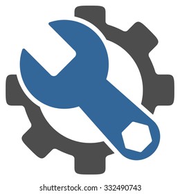 Service Tools vector icon. Style is bicolor flat symbol, cobalt and gray colors, rounded angles, white background.