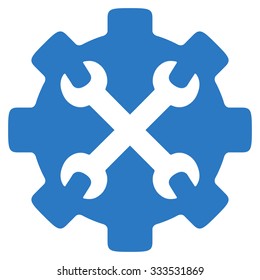 Service Tools vector icon. Style is flat symbol, smooth blue color, rounded angles, white background.