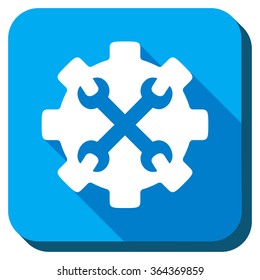 Service Tools vector icon. Style is rounded square light blue button with long shadows. Symbol color is white.