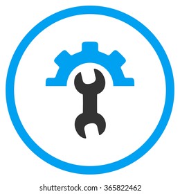 Service Tools vector icon. Style is bicolor flat circled symbol, blue and gray colors, rounded angles, white background.