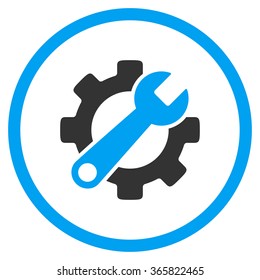 Service Tools vector icon. Style is bicolor flat circled symbol, blue and gray colors, rounded angles, white background.