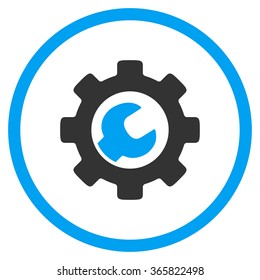 Service Tools vector icon. Style is bicolor flat circled symbol, blue and gray colors, rounded angles, white background.
