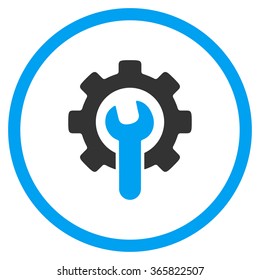 Service Tools vector icon. Style is bicolor flat circled symbol, blue and gray colors, rounded angles, white background.