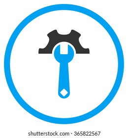 Service Tools vector icon. Style is bicolor flat circled symbol, blue and gray colors, rounded angles, white background.