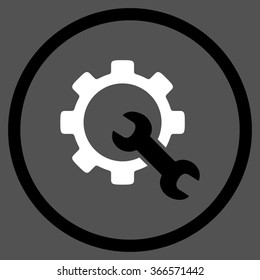 Service Tools vector icon. Style is flat circled symbol, color, rounded angles, white background.