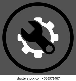 Service Tools vector icon. Style is flat circled symbol, color, rounded angles, white background.