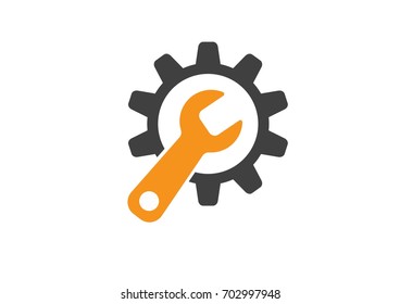 Service Tools vector icon. Style is bicolor flat symbol, orange and black colors, rounded angles, white background.Vector illustration