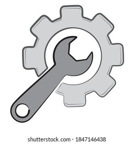 Ilustración de vectores de herramientas de servicio. Ilustración del contorno del vector con llave con rueda de coagulación. La Llave Aislada En Fondo Blanco
