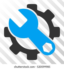 Service Tools vector pictogram. Illustration style is flat iconic bicolor blue and gray symbol on a hatch transparent background.