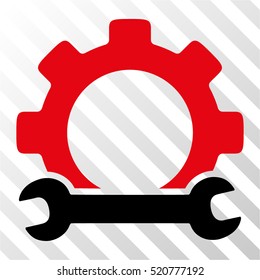 Service Tools vector pictogram. Illustration style is flat iconic bicolor intensive red and black symbol on a hatch transparent background.
