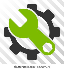 Service Tools vector pictogram. Illustration style is flat iconic bicolor eco green and gray symbol on a hatched transparent background.