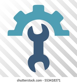 Service Tools vector pictogram. Illustration style is flat iconic bicolor cyan and blue symbol on a hatched transparent background.