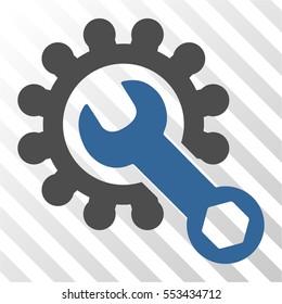 Service Tools vector pictogram. Illustration style is flat iconic bicolor cobalt and gray symbol on a hatch transparent background.