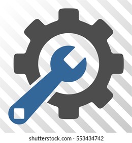 Service Tools vector pictogram. Illustration style is flat iconic bicolor cobalt and gray symbol on a hatch transparent background.