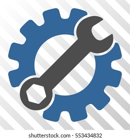 Service Tools vector pictogram. Illustration style is flat iconic bicolor cobalt and gray symbol on a hatched transparent background.