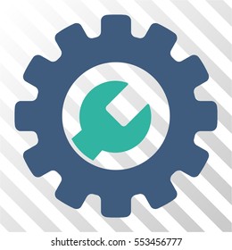 Service Tools vector pictogram. Illustration style is flat iconic bicolor cobalt and cyan symbol on a hatch transparent background.
