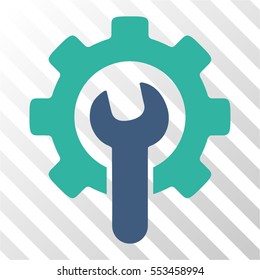 Service Tools vector pictogram. Illustration style is flat iconic bicolor cobalt and cyan symbol on a hatch transparent background.