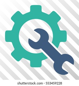 Service Tools vector pictogram. Illustration style is flat iconic bicolor cobalt and cyan symbol on a hatch transparent background.